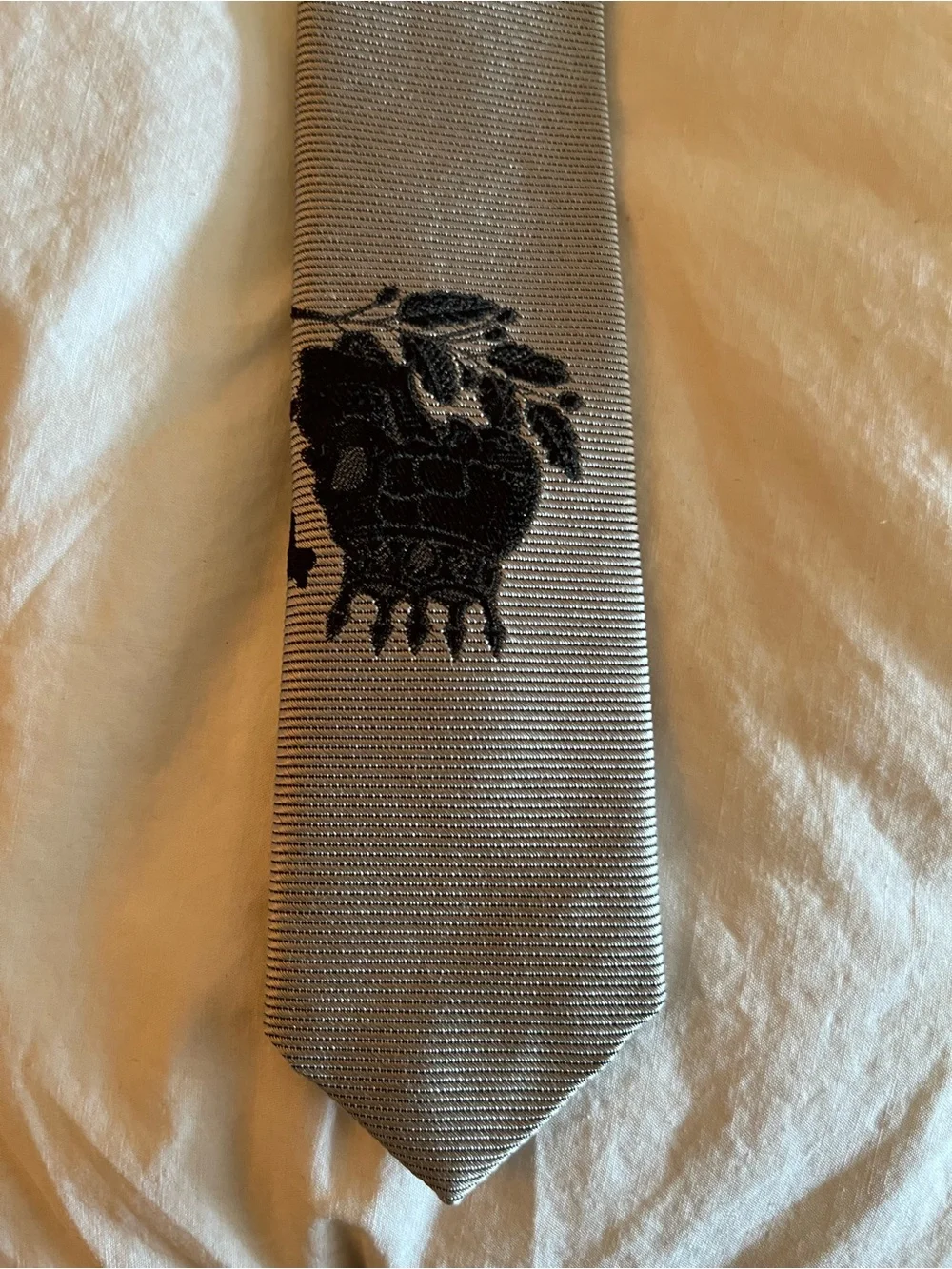 Duncan Quinn Silver Embroidered 100% Silk Tie Made in USA